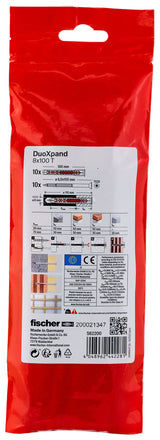 Tacos De Expansión Duoxpand T Ø8 X 100 Mm + Tornillos Ø6 X 105 Mm, Bolsa 10 Uds