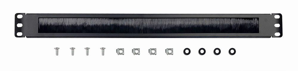 Panel Frontal 1u Con Cepillo Para Armarios Rack Color Negro