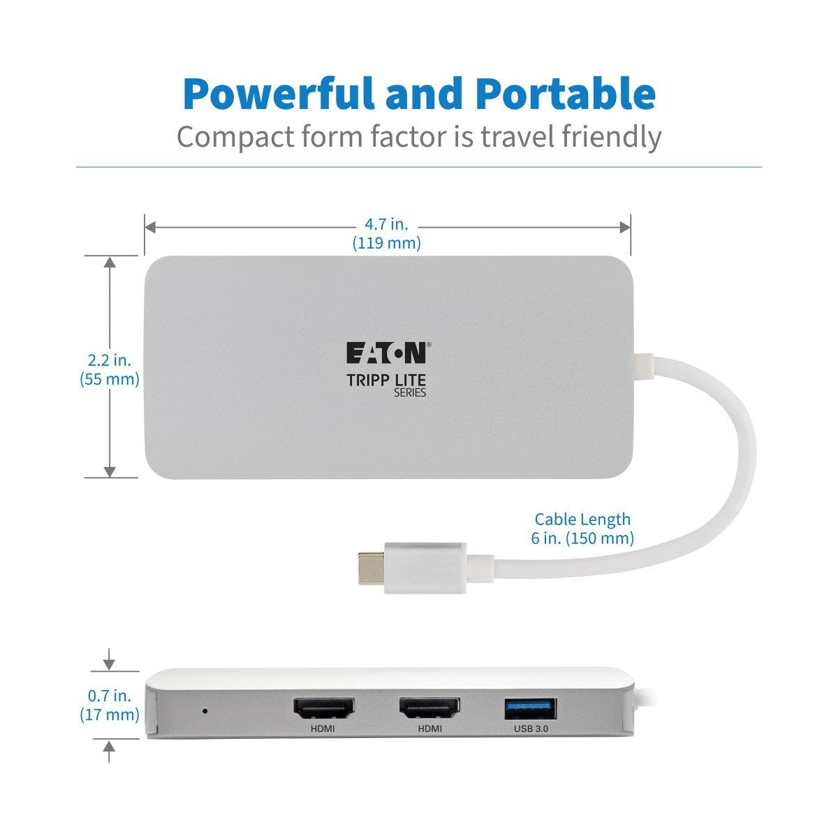 Tripp Lite Estación De Conexión Usb-C, (X2) Hdmi + Vga, Thunderbolt 3, Usb-A, Carga Pd  1080p @ 60 Hz, Plata