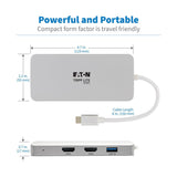 Tripp Lite Estación De Conexión Usb-C, (X2) Hdmi + Vga, Thunderbolt 3, Usb-A, Carga Pd  1080p @ 60 Hz, Plata