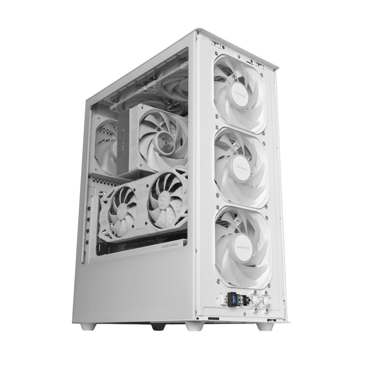 Caja Pc  Atx Mars Gaming Mc-T800 Frontal Airdot Mesh 4x Ventiladores Fdb Cablehatch Usb-C Blanco