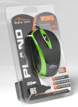 Mediatech Mt1091g Plano - Ratón Óptico 800 Cpi, 3 Botones + Scroll, Verde Usb