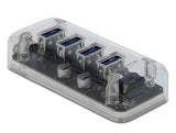 Delock Externo Usb 3.0 Hub Con 4 Puertos, Cubo Usb Transparente 64087