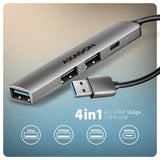 EAN 8595247909329 - Axagon HUB USB HUE-STA, 4x USB ALU STRIP hub, 1x USB-A 5Gbps, 2x USB-A & 1x USB-C 480Mbps, kabel USB-A 12 imagen 2