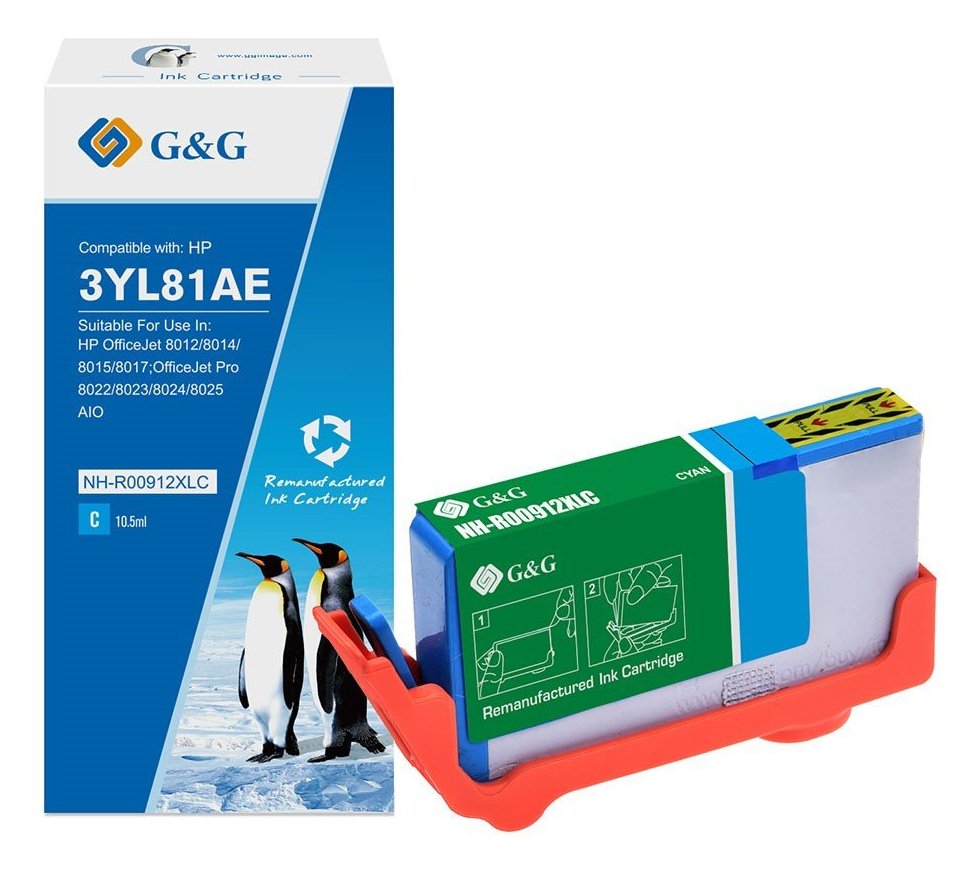 G&G Xl-Cartucho De Tinta Compatible Hp 912xl/ 3yl81ae Cyan
