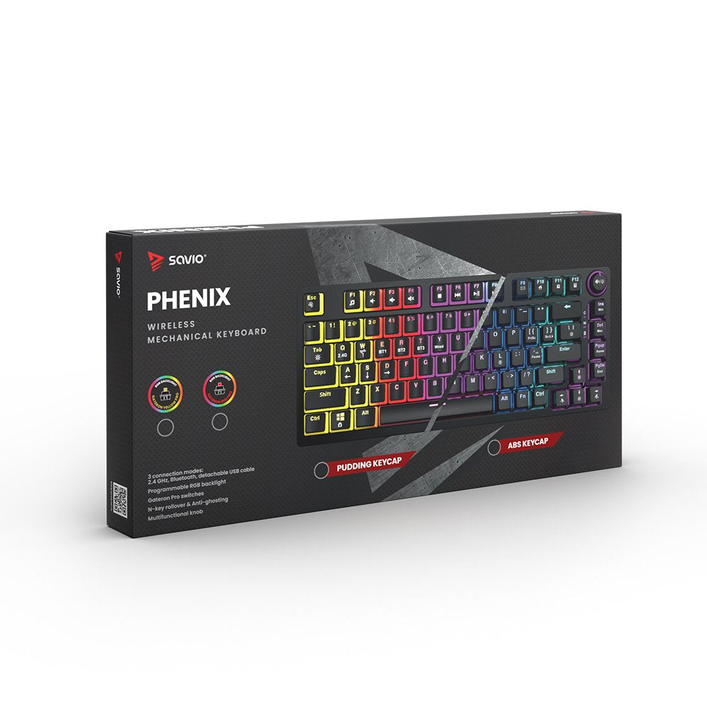 EAN 5901986048565 - Savio SAVGK-PHENIX YELLOW teclado Juego USB + RF Wireless + Bluetooth QWERTY Inglés de EE. UU. Negro imagen 8