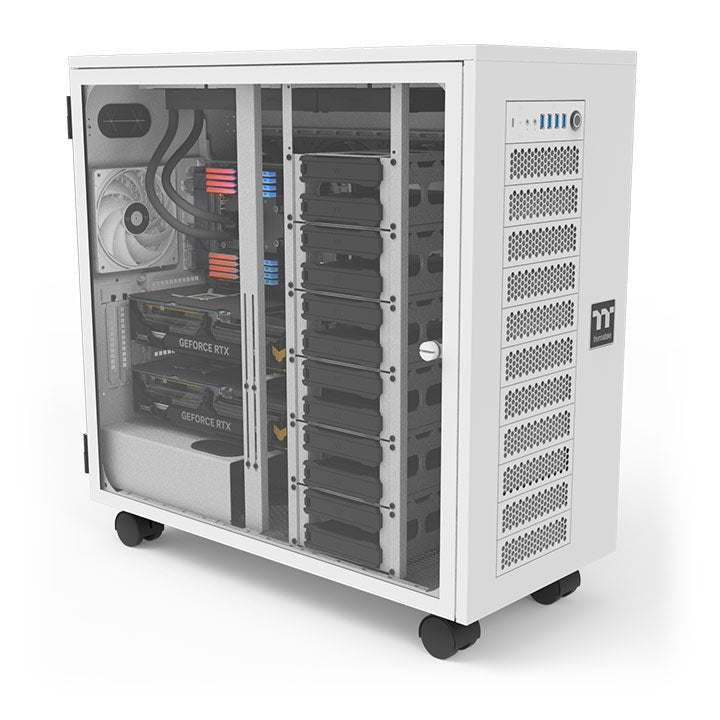 Thermaltake Ax700, Gran Torre De Torre De Vidrio Blanco, Templado, Xl-Atx Ca-11b-00f6wn-00