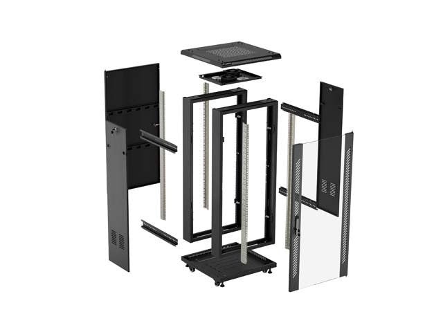 Lanberg Rack Cabinet 19 " Free Standing 18u 600x600 Flat Pack With Glass Door Black