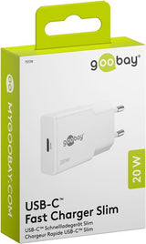 Cargador  20w Usb 1 Puert. Usb-C Blanco Gan Fc Pd Slimm Goobay