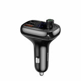 Baseus Car Charger Bluetooth Fm Transmitter S-13, Bt. 5.0, 10m Range, Usb-A Qc 12v/ 2.4a, Usb-A 5v/ 1.5a, Type-C 12v/ 2.4a, Black (Ccmt000101)