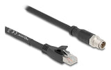 Delock M12 Cable X-Kodiert 8 Pin Stecker Zu Rj45 Stecker Cat.5e S Ftp Flexibel 3 M Schwarz
