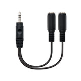 Nanocable Cable Audio Estereo 2x Jack 3.5mm Hembra A Jack 3.5mm Macho 0.15m - Negro