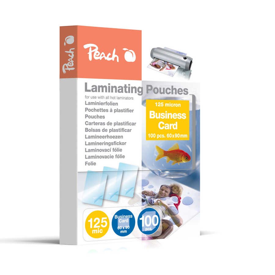 Peach Laminier Film 60x90mm Tarjeta De Presentación 125mic Pp525-08, Láminas Brillantes, 100 Piezas, 60x90 Mm Pp525-08