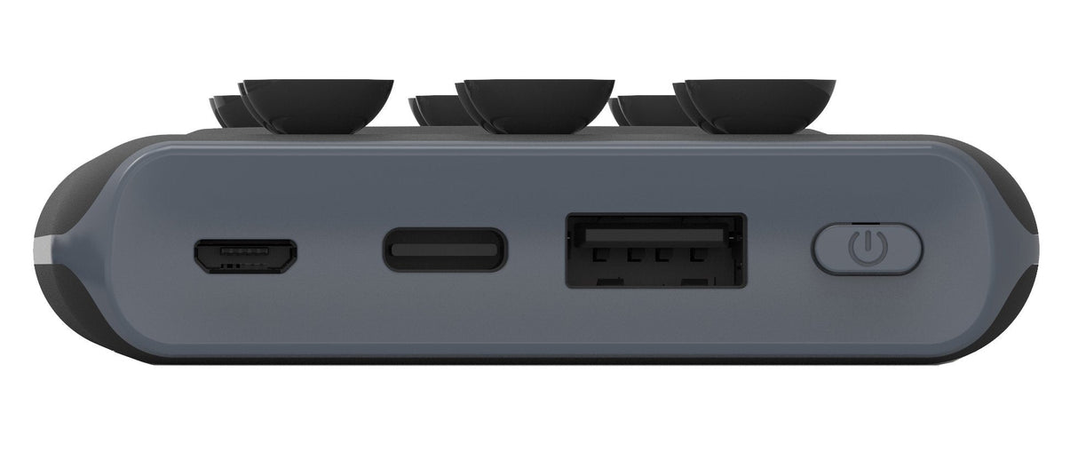 Batería Externa Con Carga Qi Denver Pbq-10001 10000mah Usb Usb Tipo-C Microusb Ventosa Para Sujeción Del Teléfono