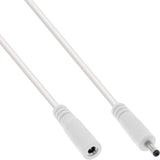 Cable De Extensión De Cc Inline, Enchufe De Cc Macho/Hembra 3,5x1,35 Mm, Awg 18, Blanco, 2 M