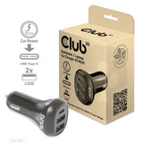 Cargador De Coche Usb Club3d 1xusb C, 2xusb A, 36w, 12 24v