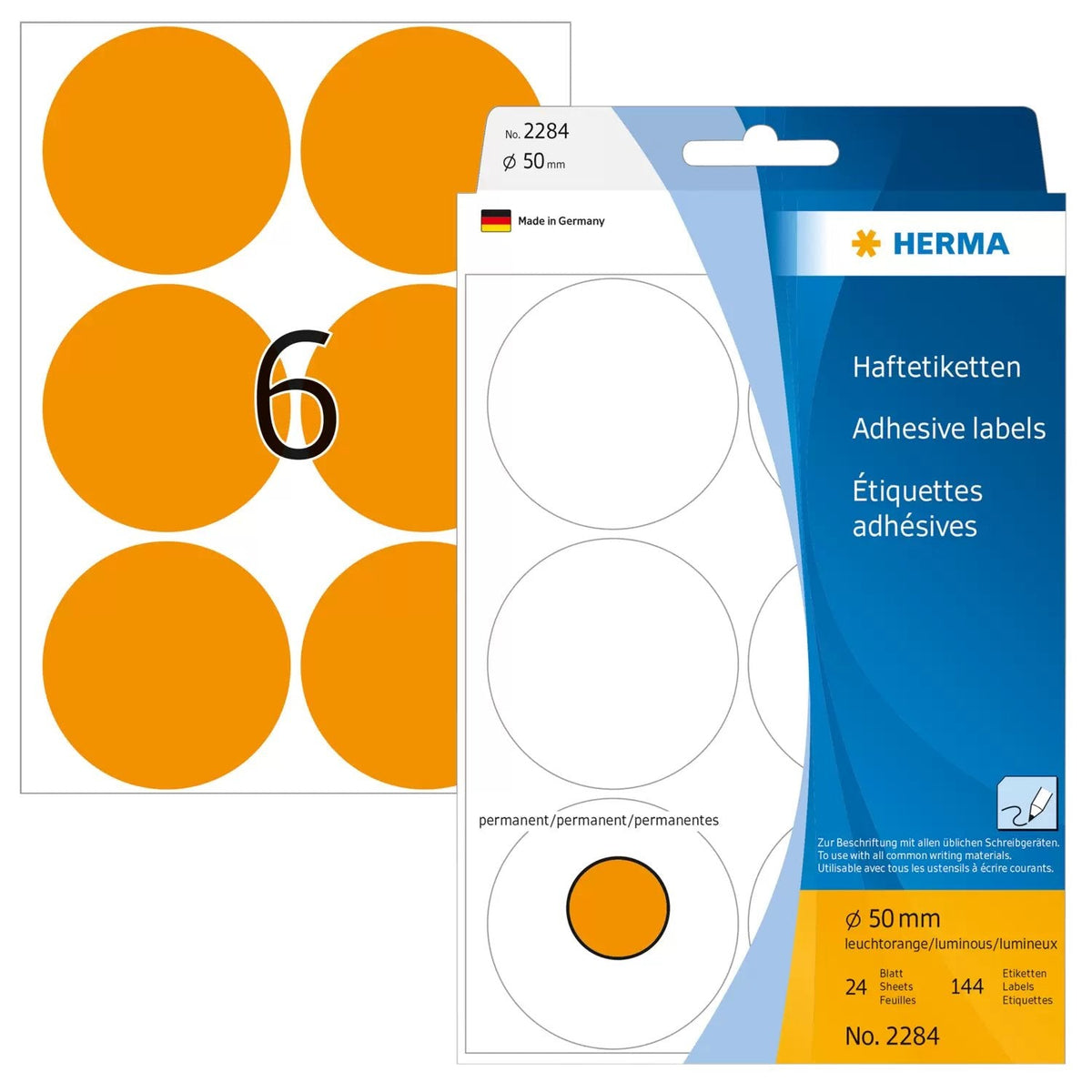 Herma Klebepunkte Ø 50,0 Mm Leuchtorange