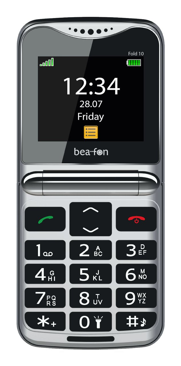 Beafon Fold 10 Lte, Silver Line, Grosstastenklapphandy, Negro-Silber