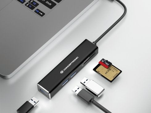 Hub 3.1 Usb-C Conceptronic Donn08 3 Puertos Usb 3.0 Y Lector Tarjetas Sd / Microsd
