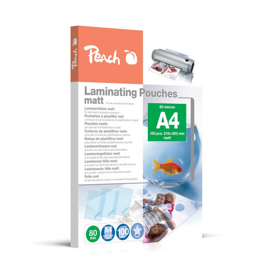 Película De Peach Laminier A4 80mic Pp580-22, Matt, 100 Piezas, 100 Piezas S-Pp580-22
