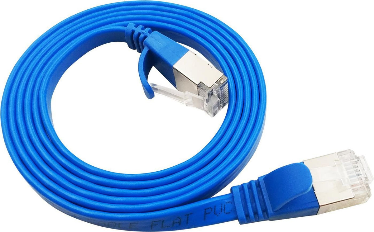 Flat U/Ftp Cat6a Blue 2m Awg 32/7, Pvc, 1 85x6mm Stp-Fl6a-00200-Bl