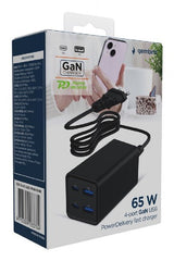 Cargador Universal 65w Gan 2xusb-A 2xusb-C Carga Rápida Negro