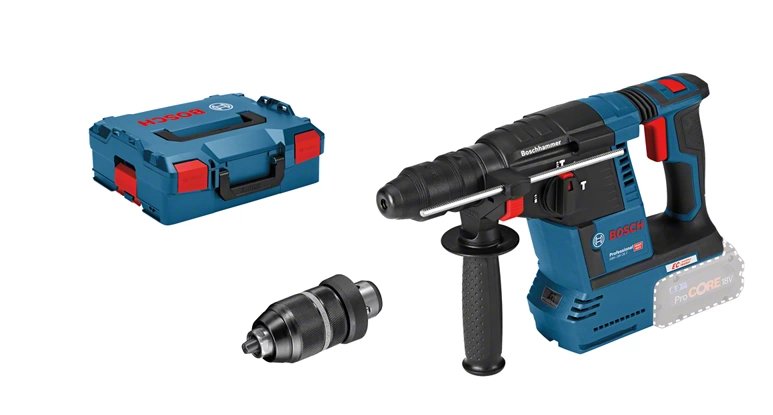 Taladro Percutor A Batería Bosch Professional Gbh 18v-26 F Professional Solo, 18 Voltios Azul/Negro, Sin Batería Ni Cargador, En L-Boxx 611910001