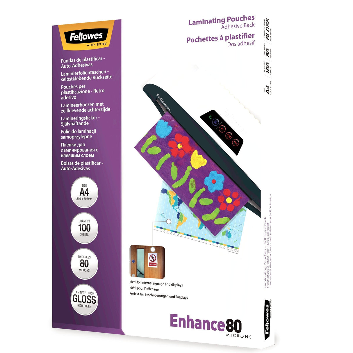 Fellowes Pack 100 Fundas Plastificar 80 Mic. Adhesivas A4