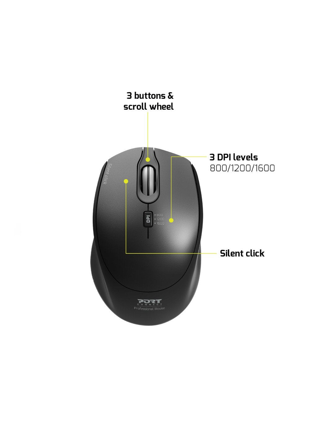 Port Designs Mouse And Keyboard 2in1 Robust And Long-Lasting Keyboard Ergonomic And Ambidextrous Mouse Wireless 2.4ghz Usb-A/Usb-C