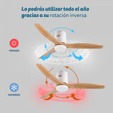 Grunkel Ventilador De Techo Con Luz 41w 6 Velocidades C/Temporizador Madera Clara