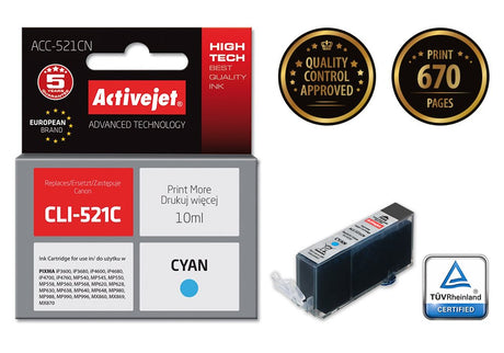 EAN 5901452126056 - Activejet ACC-521CN cartucho de tinta 1 pieza(s) Compatible Alto rendimiento (XL) Cian imagen 1
