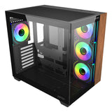 Caja Pc Abysm Danube Sava Nature 285b Black Argb Torre Atx, Itx, Micro Atx - Lateral Y Frontal Cristal Templado - 3.5" Y