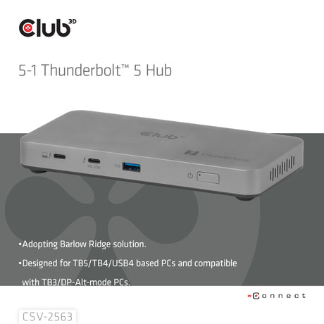 EAN 8719214473495 - CLUB3D CSV-2563 hub de interfaz Thunderbolt 5 120000 Mbit/s Plata imagen 3