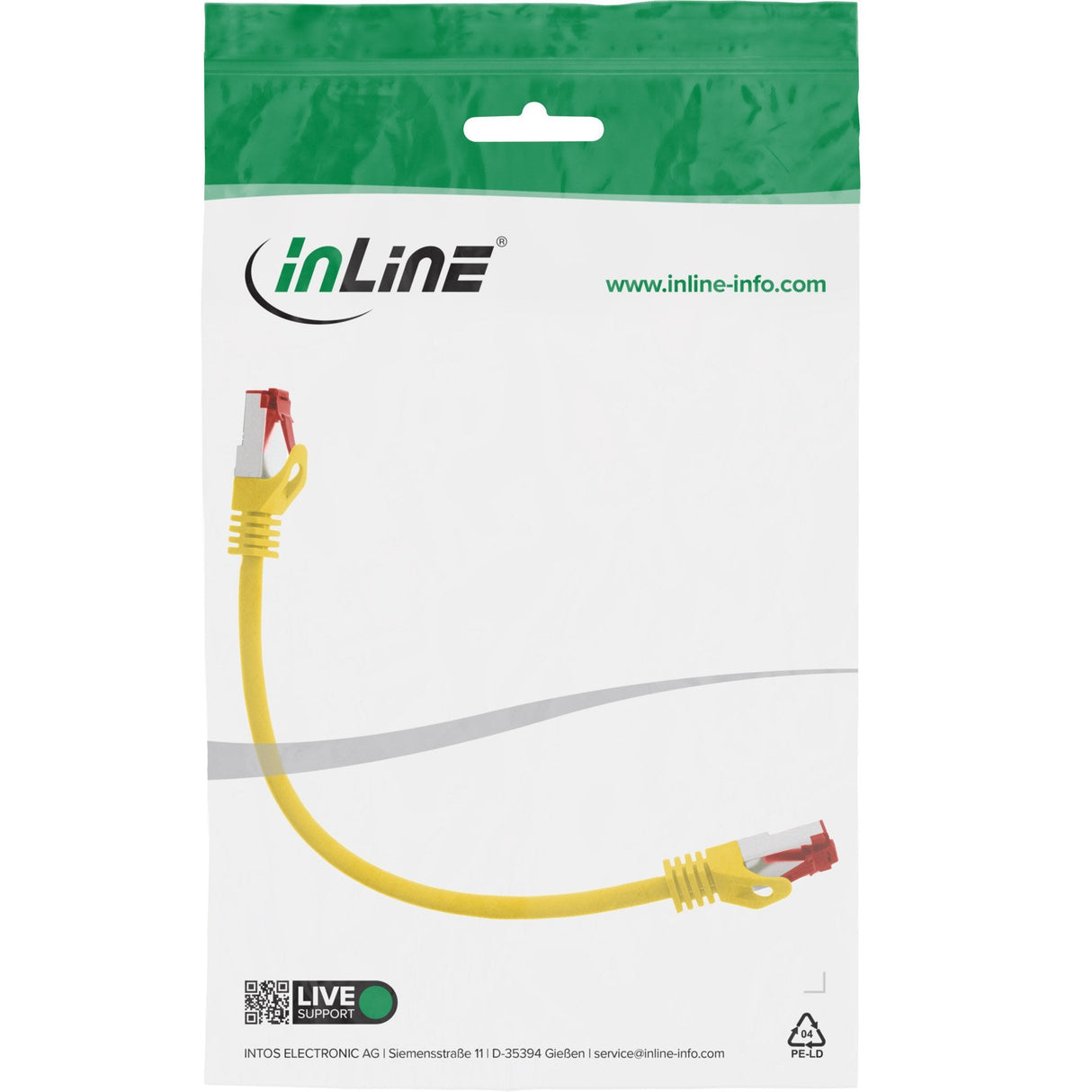 Cable De Red Inline S/Ftp Pimf Cat.6 250mhz Pvc Amarillo Cobre 0.25m