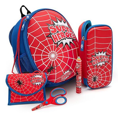 Wedo Kinder-Rucksack Spider Netztaschen Innen Aussen Rot