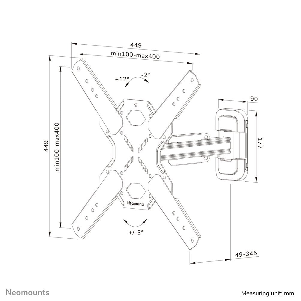 Neomounts Select Screen Wall Mount (Full Motion, 2 Pivots, Vesa 400x400) (Wl40s-840bl14)
