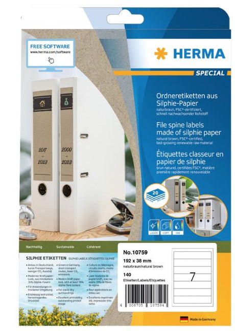 EAN 4008705107594 - HERMA 10759 etiqueta autoadhesiva Rectángulo Permanente Marrón 140 pieza(s) imagen 1