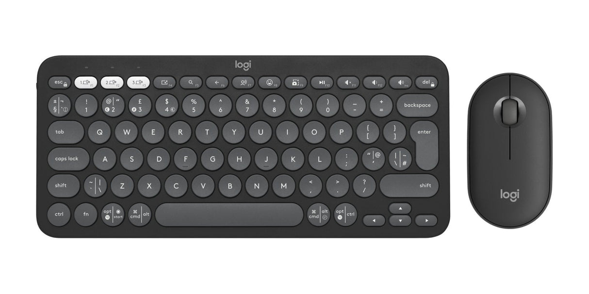 Logitech Pebble 2 Combo Juego De Teclado Y Ratón Inalámbrico Bluetooth Le Qwerty Reino Unido Grafito