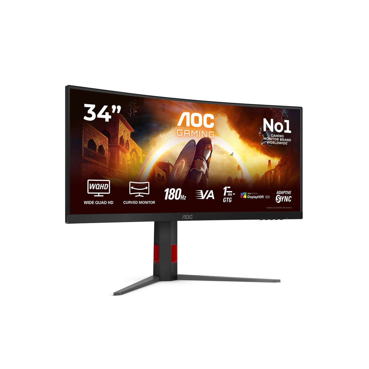 Aoc Cu34g4ca 34" 3440x1440 Fast Va Flat H A 130 Mm Aoc G4 21:9 1500r Wqhd 180hz Fastva 1ms Gtg Hdr400 Has Usbc 90w Usb Hub