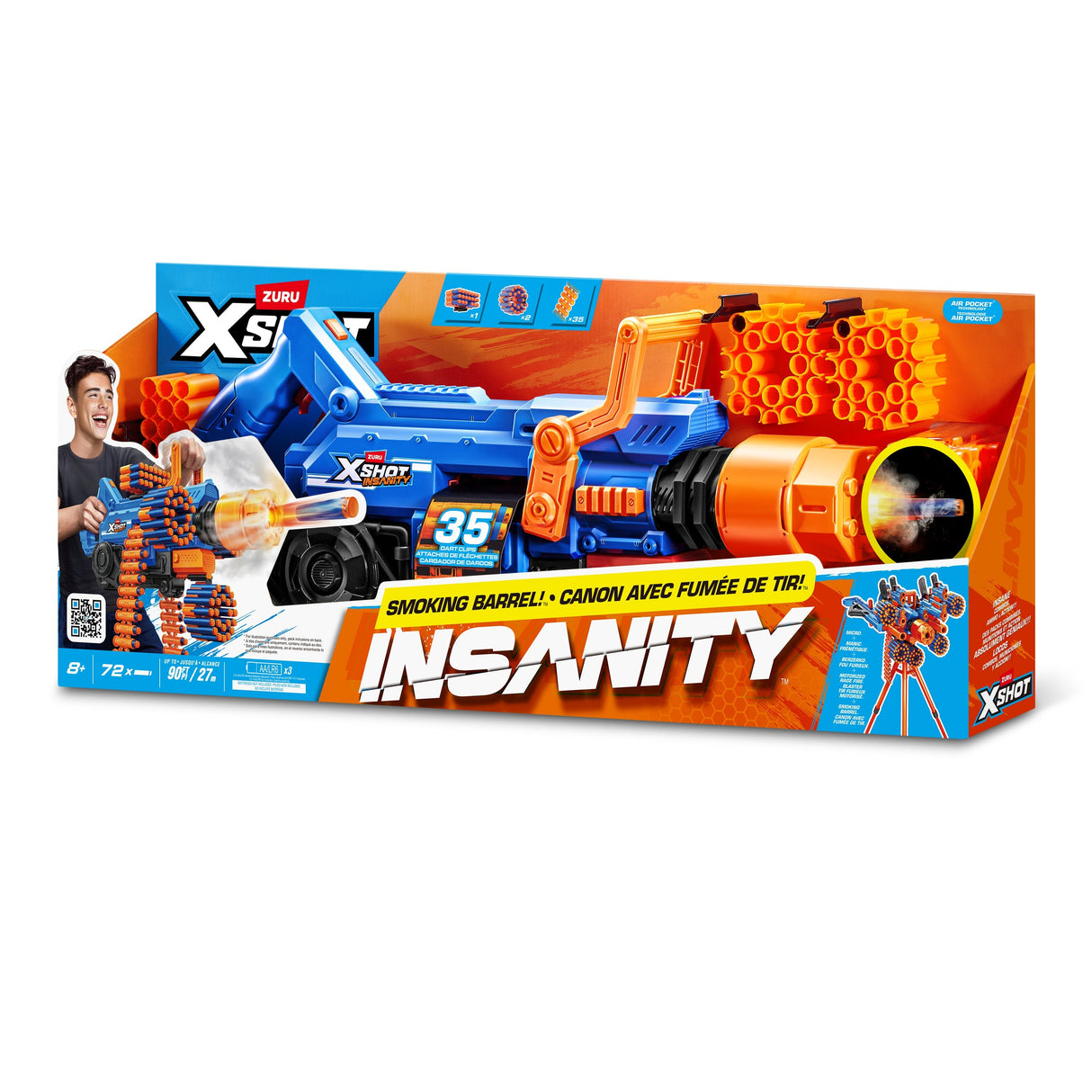 Zuru Xshot Insanity - Blaster Smoke N Barrel, Dartblaster Incluyendo 72 Dardos 36823