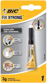 Pegamento Fix Strong  Bic 3 Gramos Tapon Antiobstruccion Con Aplicador De Precision Ideal Para Plastico Y Madera