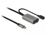 Delock 85391 Cable Usb C -> A + Dc M/H 5m Activo Negro/Gris