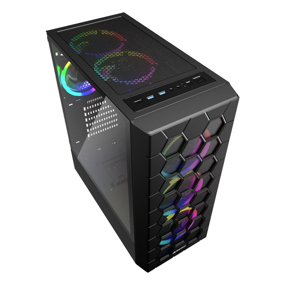 Caja Pc Sharkoon Rgb Hex Atx 2xusb3.0 Sin Fuente Negro