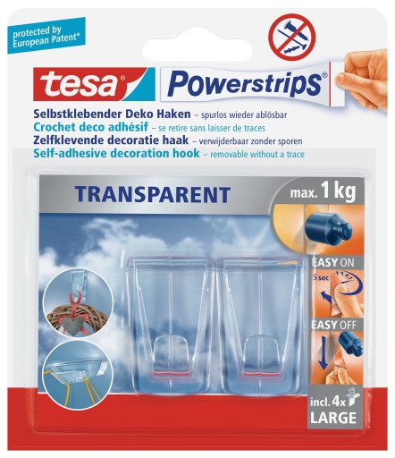 EAN 4042448228222 - TESA 58813-00000 gancho para almacenamiento Transparente 2 pieza(s) imagen 4