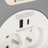 Cable De Extensión Montis Home Con Enrollador Usb De 10 M Mt 188 2 Salidas Ac