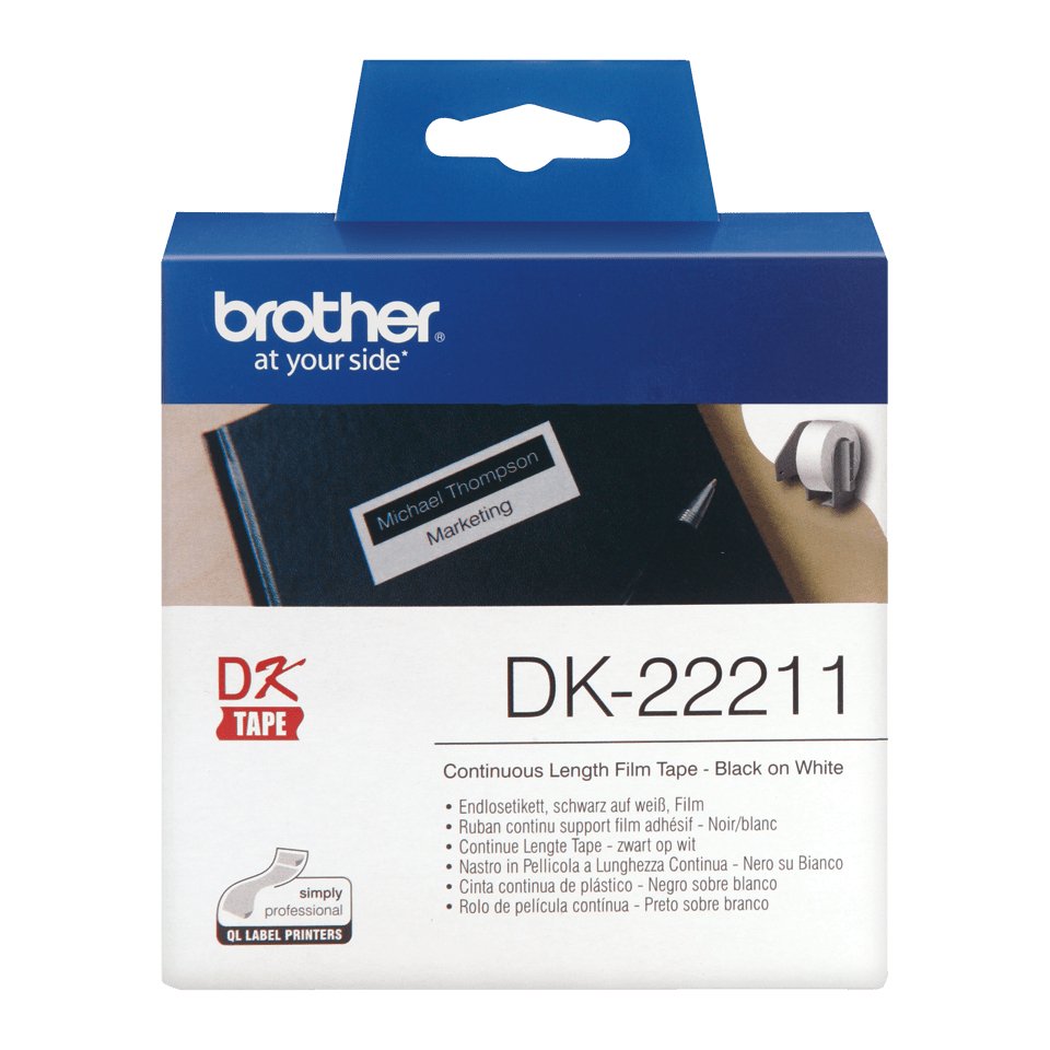 Brother Dk-22211,Blanco,Rodillo (2,9 Cm X 15,2 M) Etiquetas,Para Brother Ql-1050, 1060, 500, 550, 560, 570, 580, 650, 700, 710, 720, 820