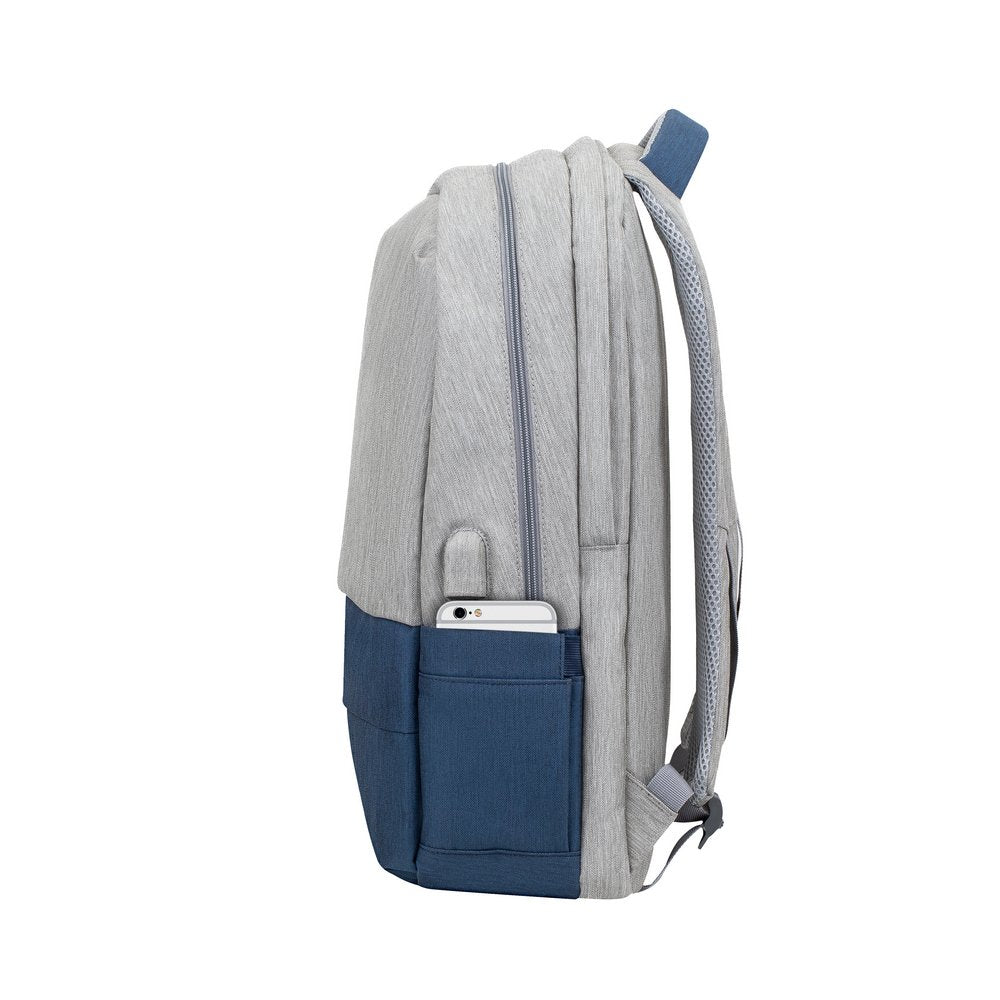 Mochila Riva Nb Prater 17.3" 7567 Gris/Azul Oscuro