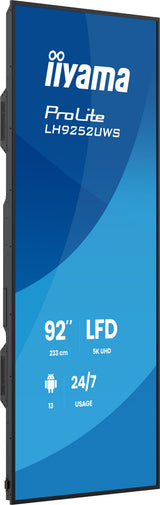 EAN 4948570128051 - iiyama LH9252UWS-B1AG pantalla de señalización Diseño de quiosco 2,34 m (92") LCD Wifi 500 cd / m² UltraW imagen 4