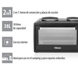 Mini Horno Con 2 Placas Eléctricas En La Parte Superior Tristar Ov-1443--38 L-3100 W-Función De Calor Del Ventilador-Negro