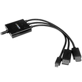 EAN 0065030862844 - StarTech.com DPMDPHD2HD adaptador de cable de vídeo DisplayPort + Mini DisplayPort + HDMI HDMI + USB Negr imagen 3